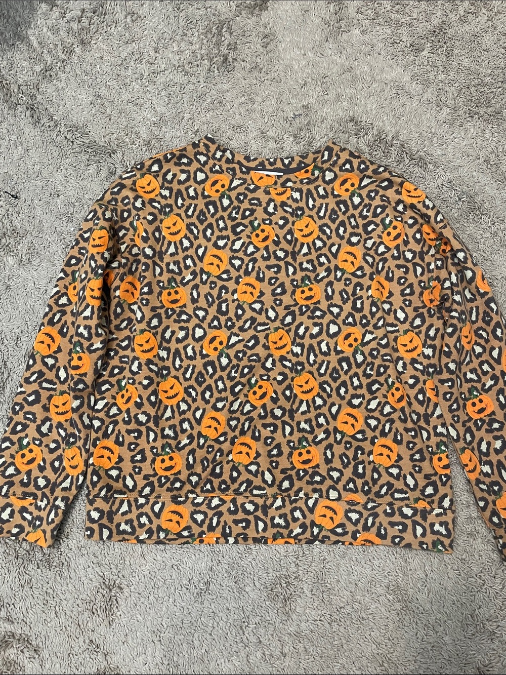 Halloween Leopard Pumpkin Print Sweatshirt - Orange